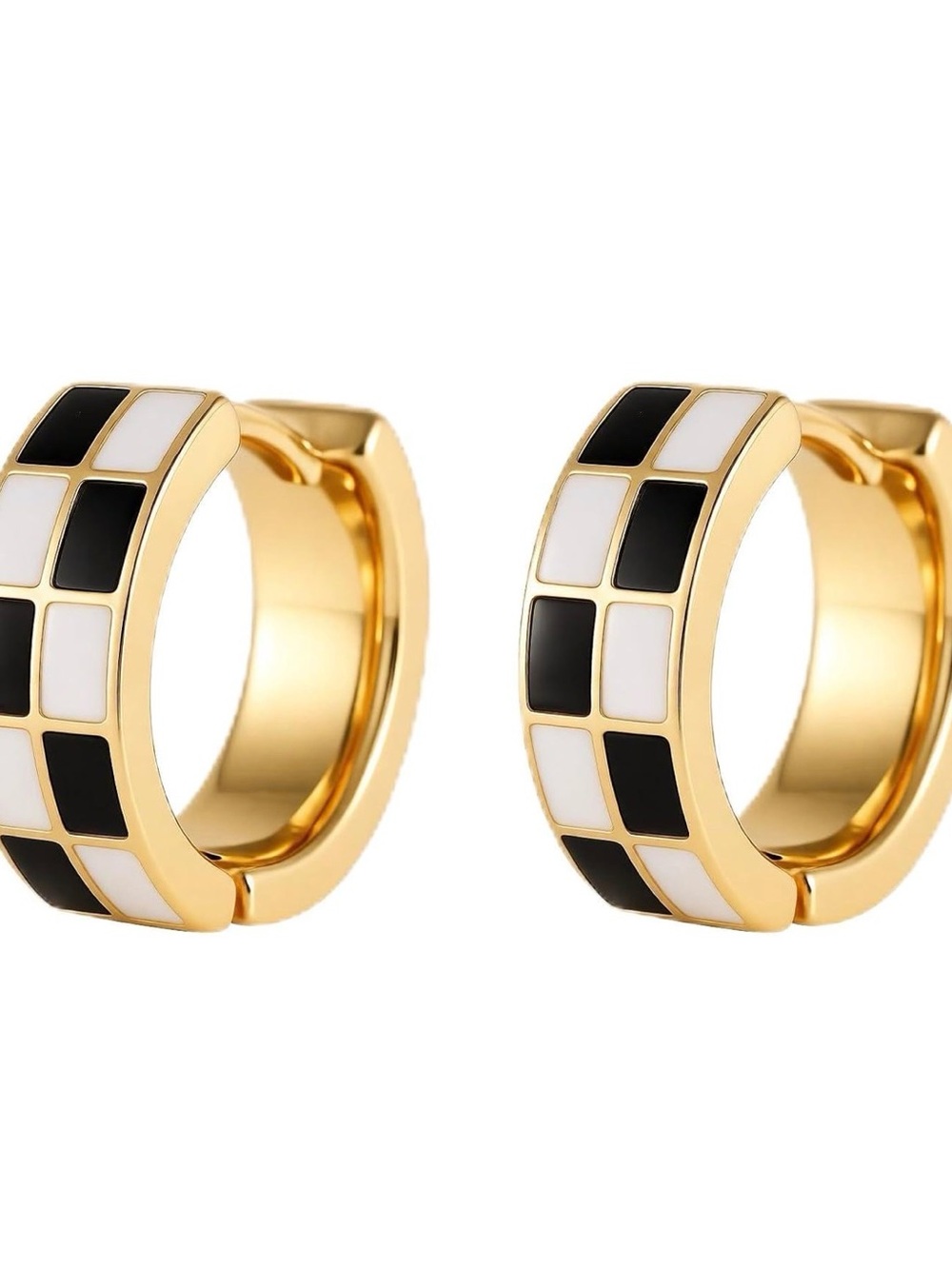 Checker Small Hoop Cartilage Earrings, Earrings for Women